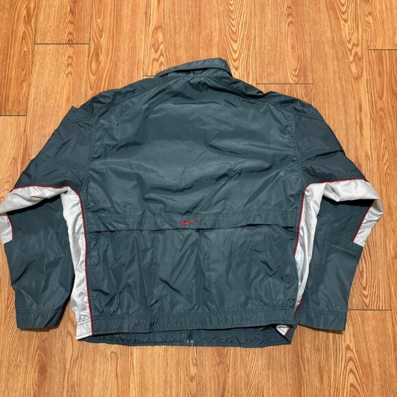 Vintage‎ 90s Nike Forest Green and Orange Full Zip Windbreaker - Picture 2 of 7